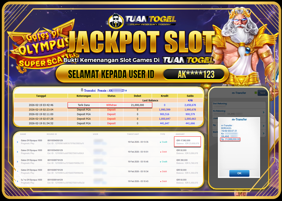 TUANTOGEL JACKPOT SLOT GATES OF OLYMPUS SUPER SCATTER Rp21.000.000